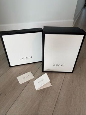 Two Gucci Gift Boxes & Care Cards